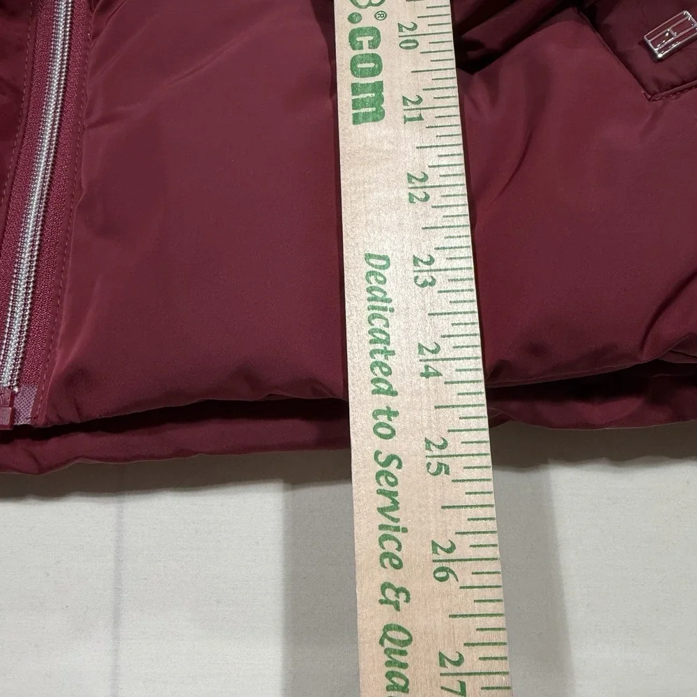 Tommy Hilfiger Puffer Jacket Womens Sz L Red Full Zip Hooded‎ Warm Winter NWOT